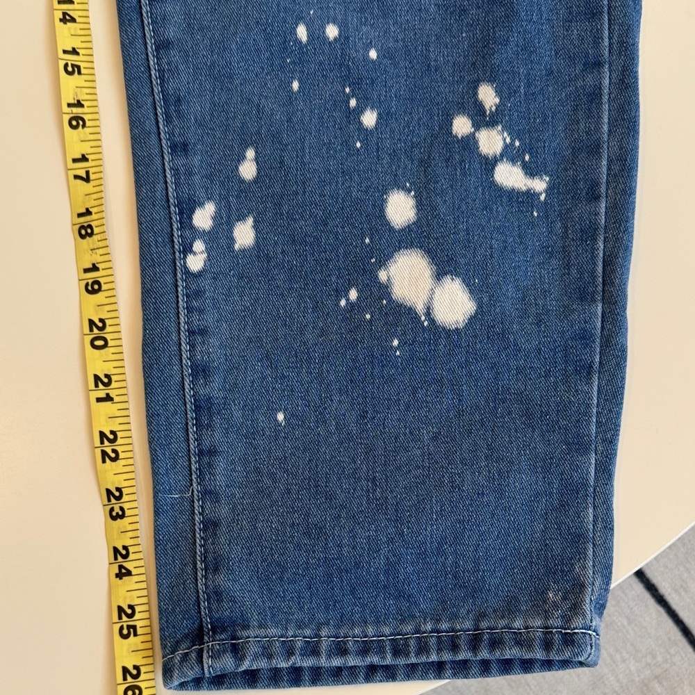 Amazon Women's Blue Boyfriend Jeans with Orange Tie - Picture 4 of 9